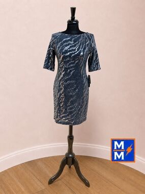 Scarlett Silver Sequin Zebra Print Sweater Dress Size 8 NWT Cocktail Party